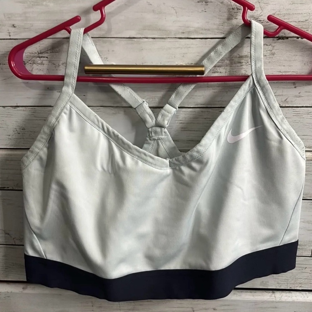 Nike Women's Light Blue and Black Sports Bra